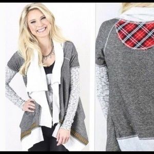 Scrapbook boho open cardigan w embroidery